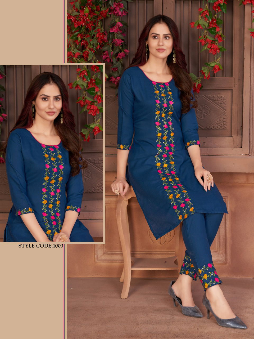 The Womens Thread Amanat Ethnic Wear Rayon Designer Kurti With Bottom Collection